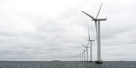 Offshore wind turbines side by side. The picture is taken by Witold Skrzypinski 
