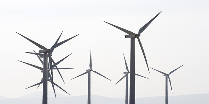 A wind turbine farm