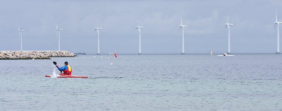 Offshore wind turbines side by side